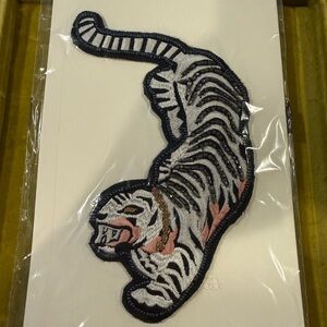 Anthropologie Stick With Me Embroidered Tiger Patch - Black, White, and Pink